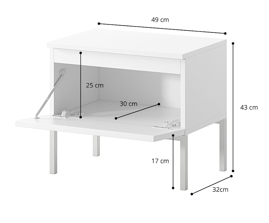 Szafka nocna Bemmi biała z czarnymi nogami  - zdjęcie 5