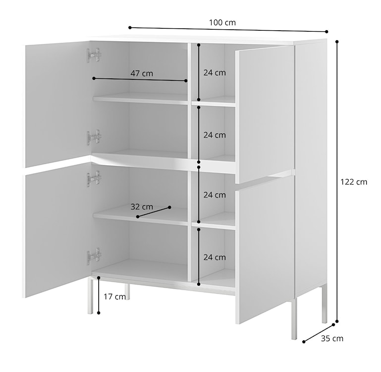 Komoda wysoka Bemmi 100 cm Ciemnozielony  - zdjęcie 7