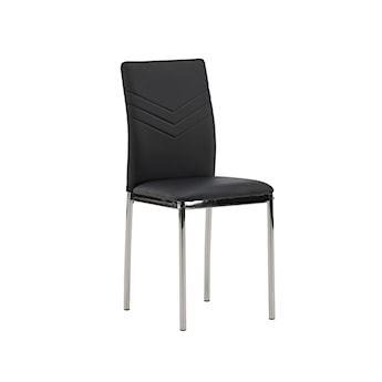 Krzesło tapicerowane Benesset czarne skórzane z przeszyciami i metalową podstawą