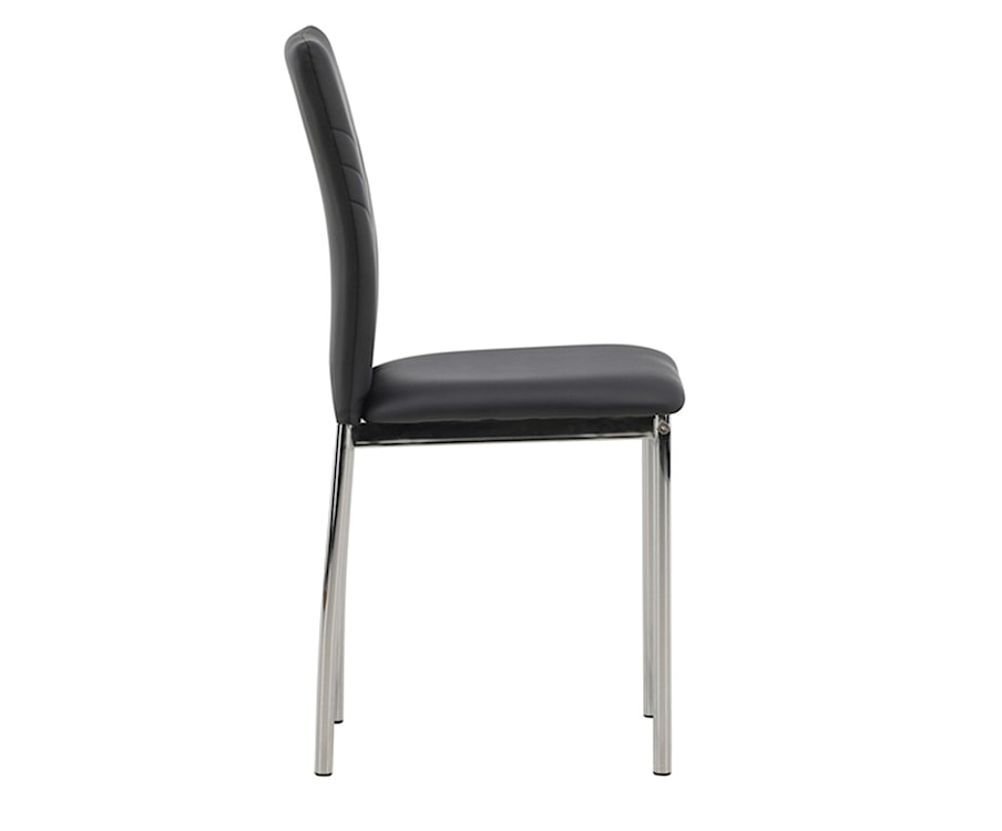 Krzesło tapicerowane Benesset czarne skórzane z przeszyciami i metalową podstawą  - zdjęcie 3