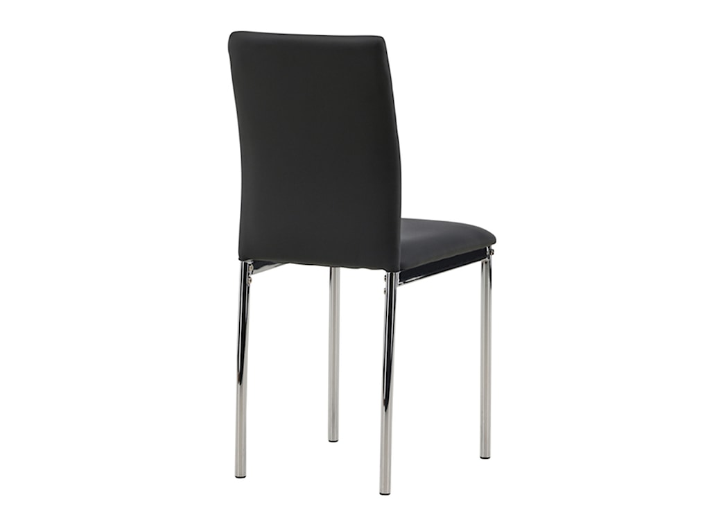 Krzesło tapicerowane Benesset czarne skórzane z przeszyciami i metalową podstawą  - zdjęcie 4