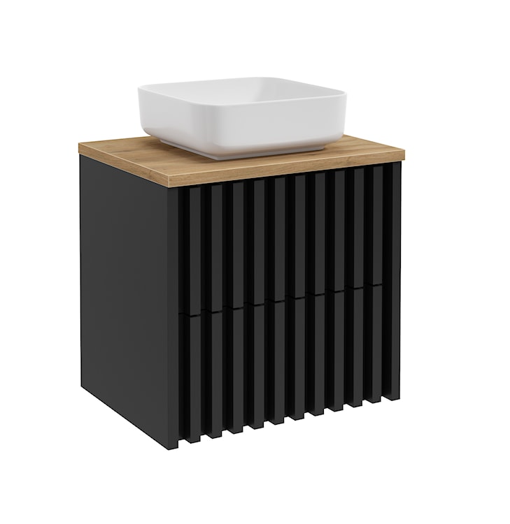 Szafka łazienkowa wisząca Bequal 60x56x45 cm czarna lamele  - zdjęcie 3