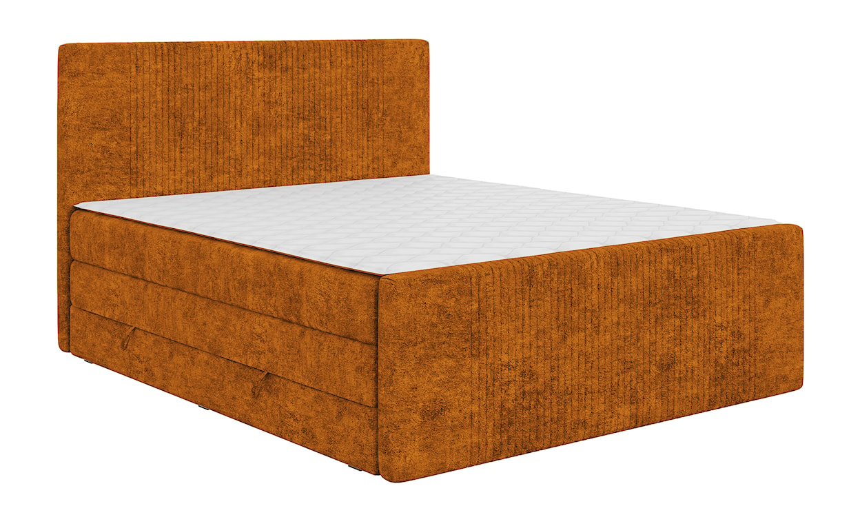 Łóżko kontynentalne 160x200 cm Martese z pojemnikami i topperem miedziane welur 