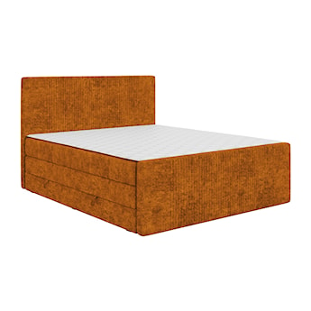 Łóżko kontynentalne 180x200 cm Martese z pojemnikami i topperem miedziane welur