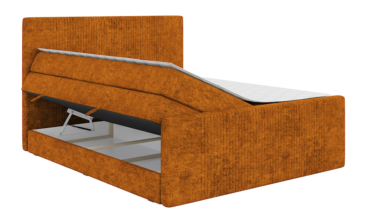 Łóżko kontynentalne 180x200 cm Martese z pojemnikami i topperem miedziane welur  - zdjęcie 3