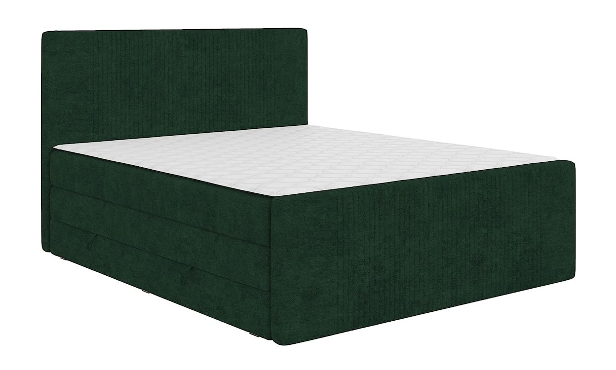 Łóżko kontynentalne 160x200 cm Martese z pojemnikami i topperem zielone welur 