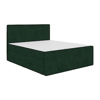 Łóżko kontynentalne 160x200 cm Martese z pojemnikami i topperem zielone welur