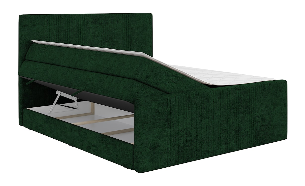 Łóżko kontynentalne 160x200 cm Martese z pojemnikami i topperem zielone welur  - zdjęcie 3