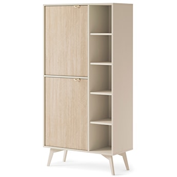 Regał Favoria dwudrzwiowy 80 cm beżowy/jodełka scandi ze złotymi uchwytami