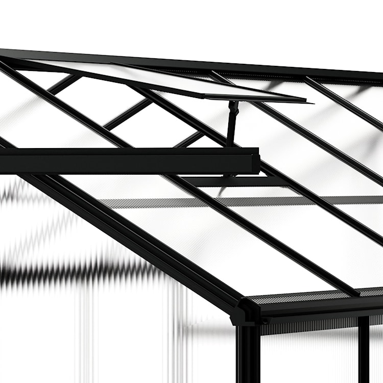 Szklarnia ogrodowa aluminiowa poliwęglanowa 6,72 m2 sześciosekcyjna z fundamentem 184x365 cm czarna  - zdjęcie 8