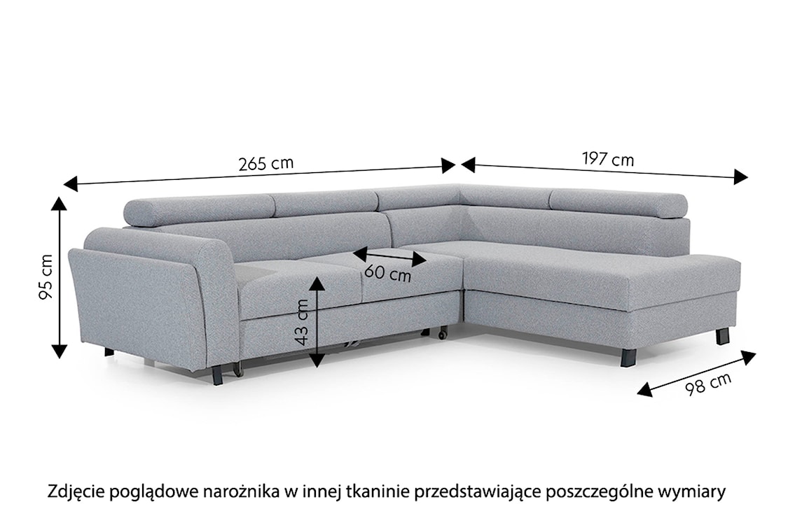 Narożnik z funkcją spania Eustrephus L-kształtny z pojemnikiem niebieski welwet lewostronny  - zdjęcie 5