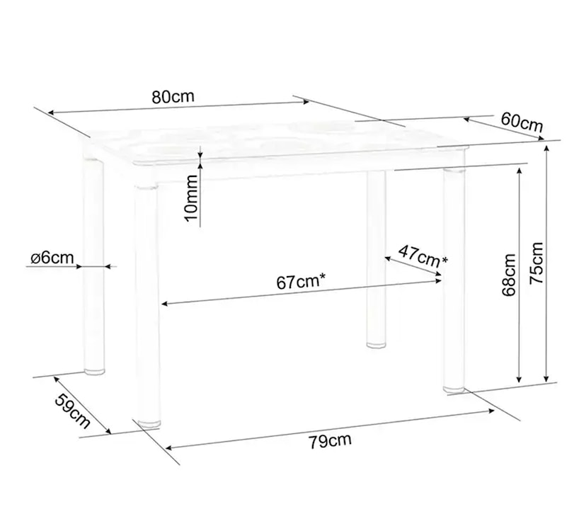 Stół do jadalni Skast prostokątny 60x80 cm biały marmur/ czarny mat  - zdjęcie 6