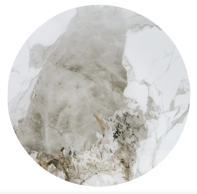Stolik kawowy okrągły Cornizes 50 cm biały marmur/ orzech  - zdjęcie 3
