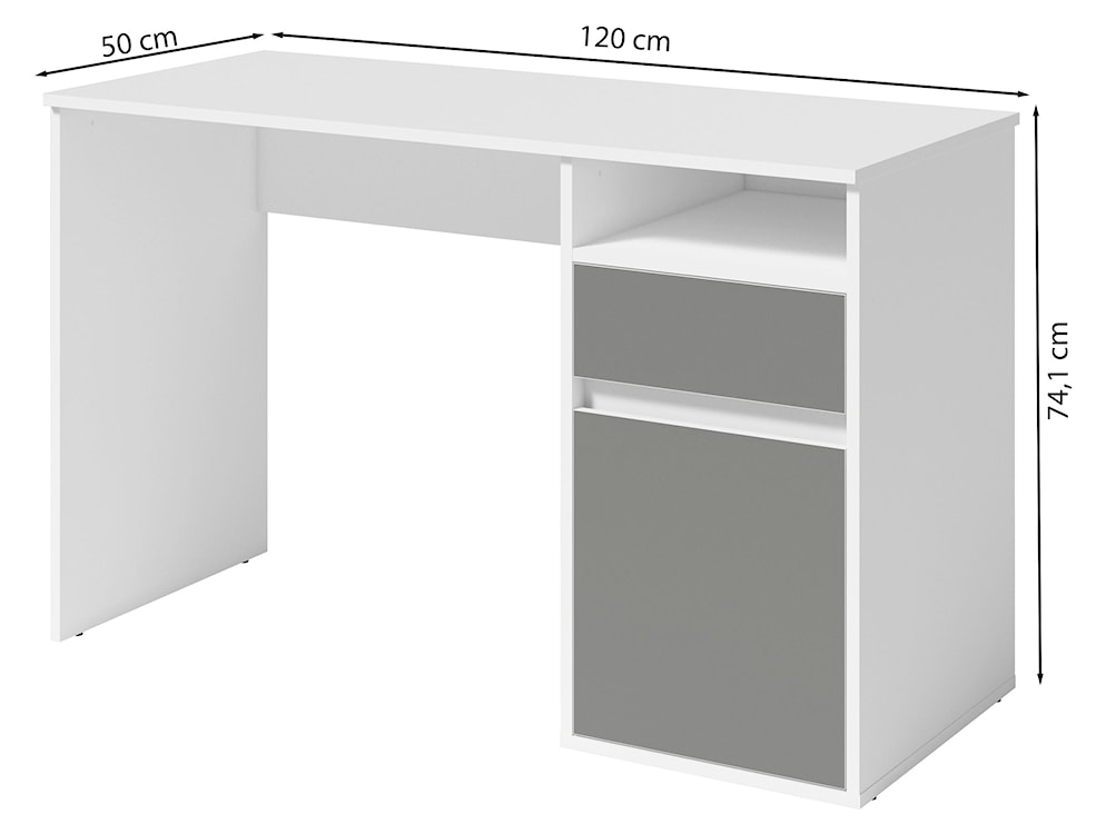 Biurko Billa z szufladą i szafką 120 cm biały / grafit  - zdjęcie 4