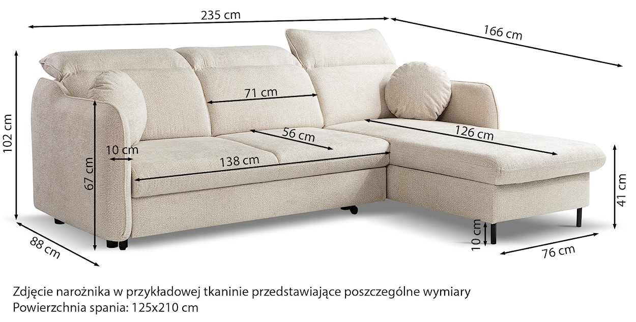 Narożnik z funkcją spania Belvo L-kształtny lewostronny z regulowanymi zagłówkami i pojemnikiem miedziany szenil hydrofobowy łatwoczyszczący  - zdjęcie 8