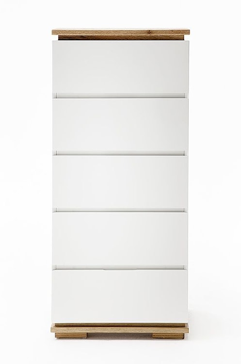 Komoda Bridder z pięcioma szufladami biały mat/dąb lity  - zdjęcie 3