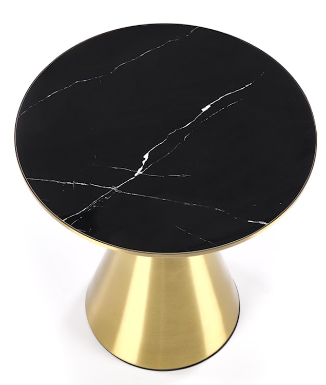 Stolik kawowy okrągły Nallowed 50 cm czarny marmur/ złoty  - zdjęcie 4