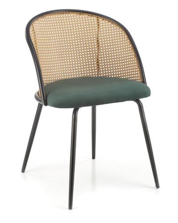 Krzesło z tworzywa Inaches technoratan/ zielony velvet