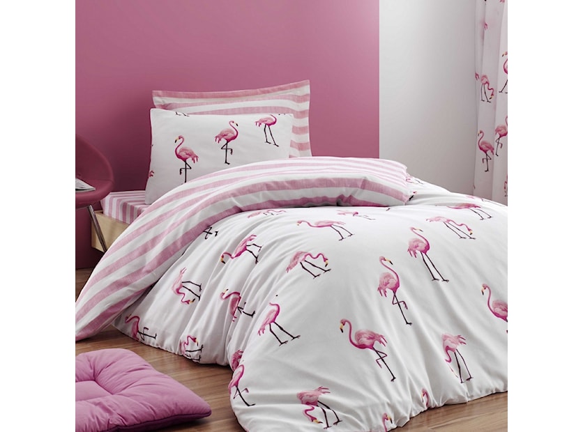 Komplet pościeli Flamingo Stripes 160x220 cm z poszewką na poduszkę 50x70 cm i z prześcieradłem 
