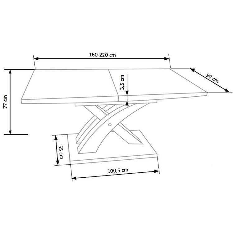 Stół rozkładany Reinosa 160-220x90 cm dąb złoty - stal nierdzewana  - zdjęcie 4