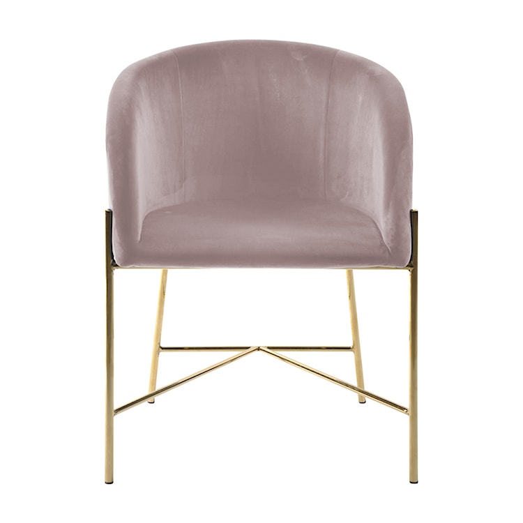Krzesło tapicerowane Ribioc różowy welur na złotych nogach  - zdjęcie 4