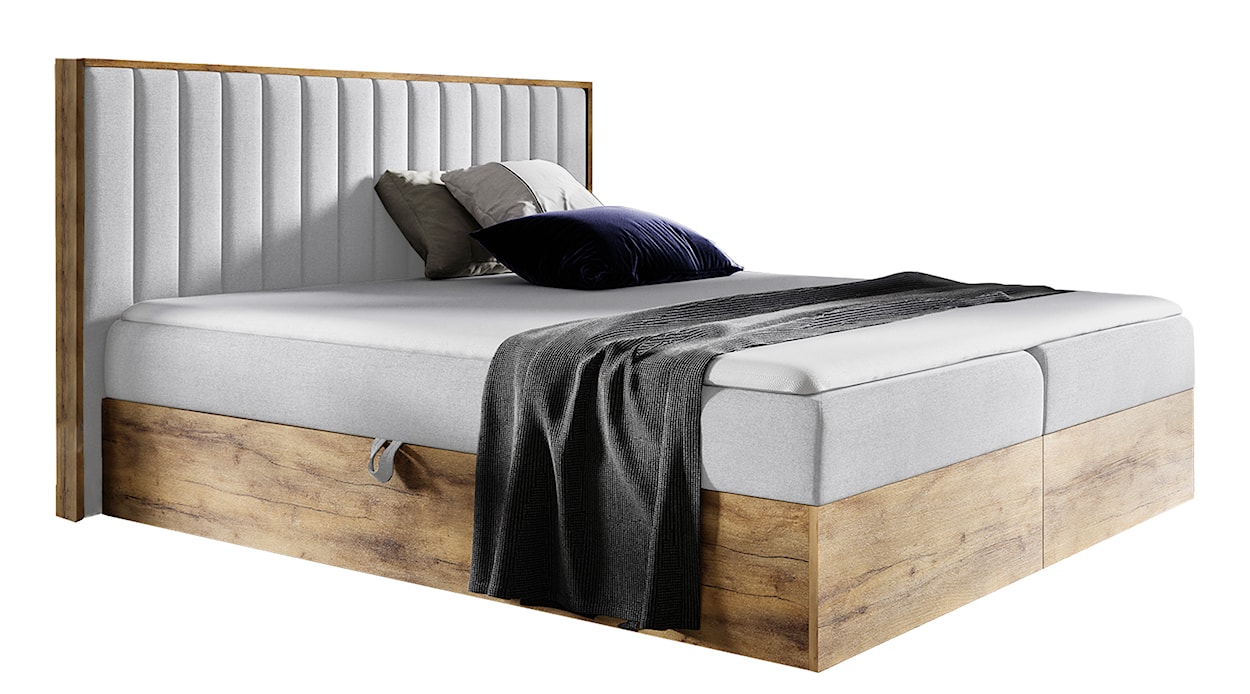 Łóżko kontynentalne Mirolla 180x200 z dwoma pojemnikami i materacem szare