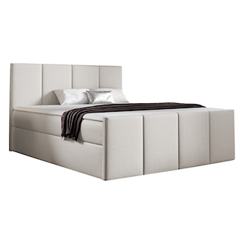 Łóżko kontynentalne Morrone 180x200 z dwoma pojemnikami, materacem i topperem szarobeżowe