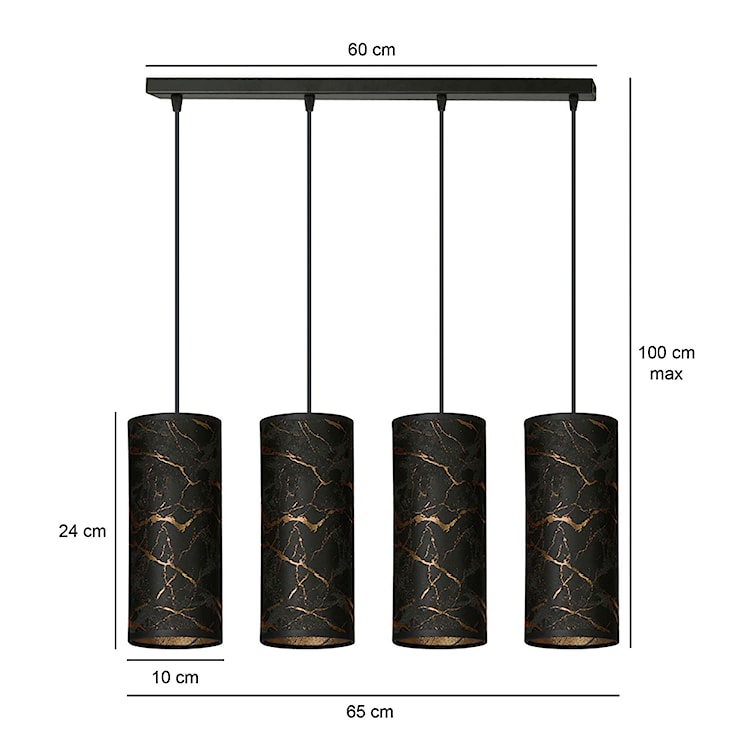 Lampa wisząca Karrla x4 65 cm czarny marmur  - zdjęcie 7
