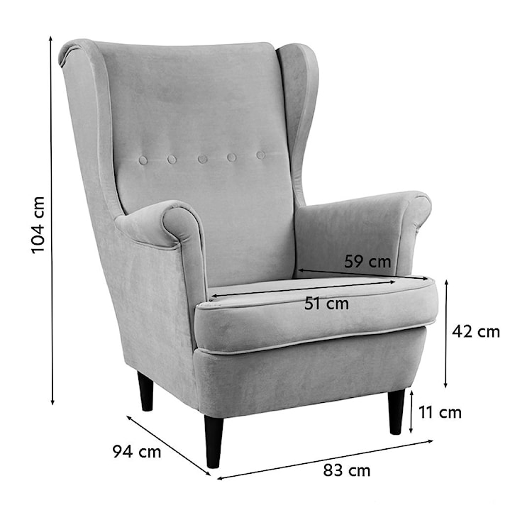 Fotel z podnóżkiem Malmo jasnoszary w tkaninie Easy Clean na bukowych nóżkach  - zdjęcie 4