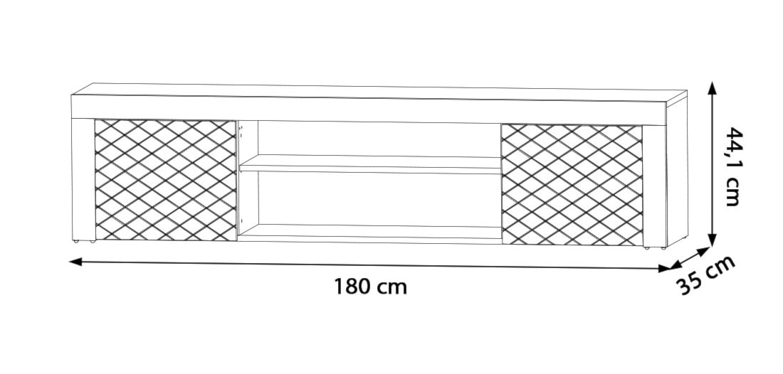 Szafka RTV Elmali 180 cm czarny mat / czarny połysk  - zdjęcie 8