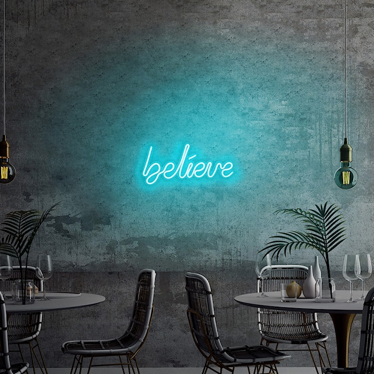 Neon na ścianę Letely z napisem Believe niebieski  - zdjęcie 8