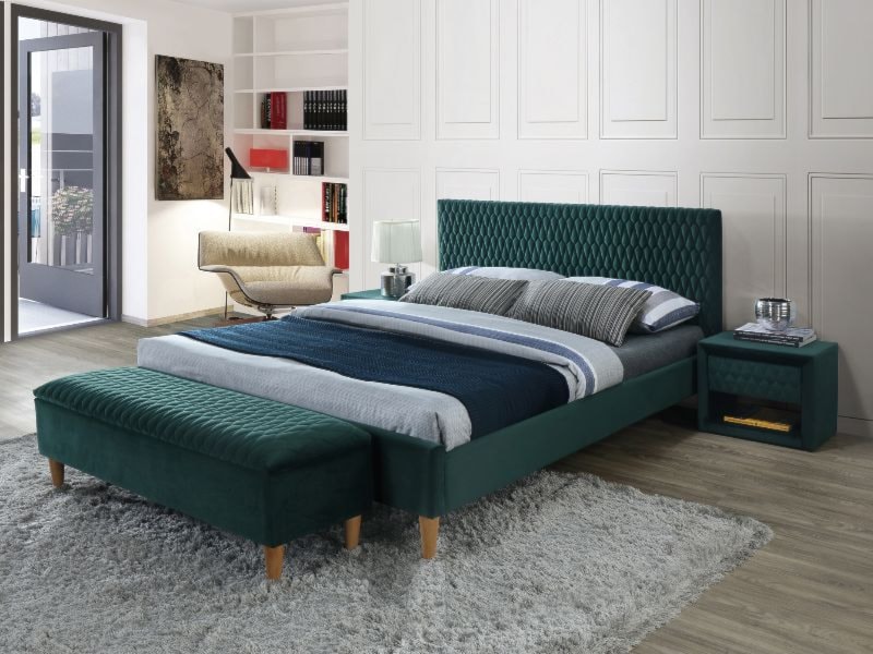 Łóżko tapicerowane Nuvea zielone 160x200 cm  - zdjęcie 2
