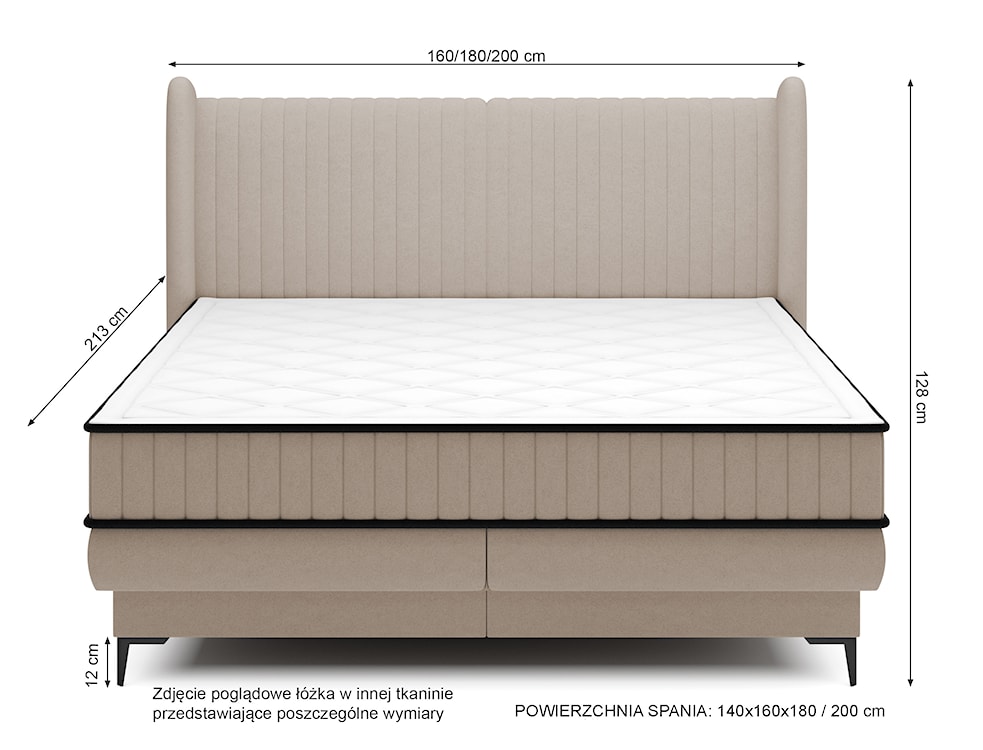 Łóżko kontynentalne 180x200 cm Daliano z pojemnikiem beżowy welur  - zdjęcie 6