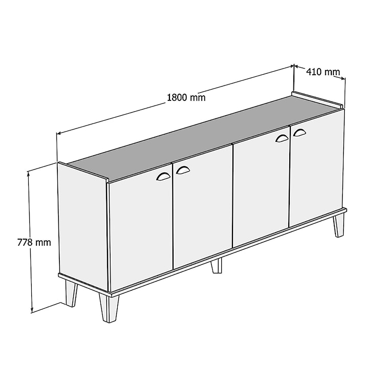 Komoda niska podwójna Smeru czarny marmur 182 cm  - zdjęcie 6