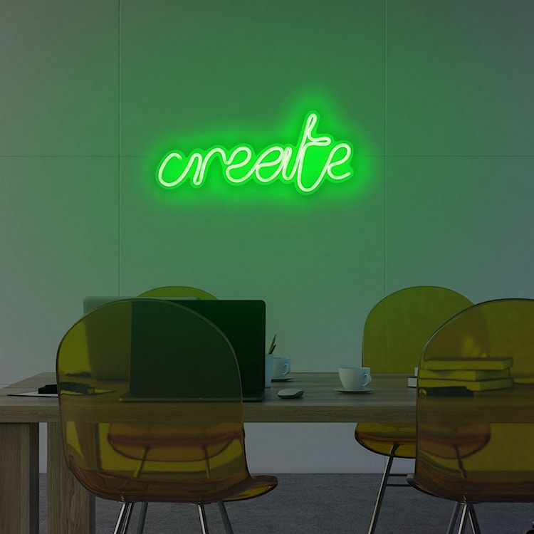 Neon na ścianę Letely z napisem Create zielony  - zdjęcie 3