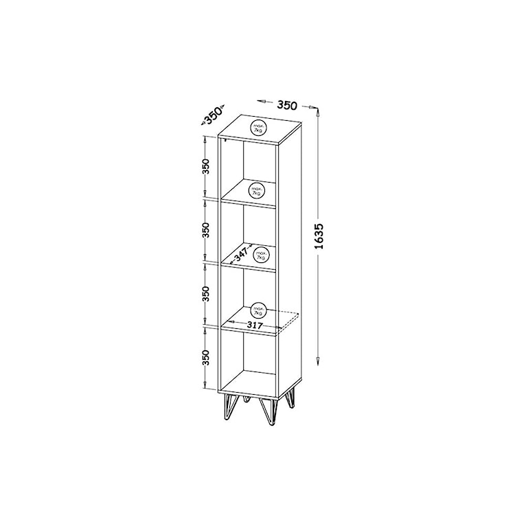 Regał otwarty Berace z czterema półkami dąb  - zdjęcie 4