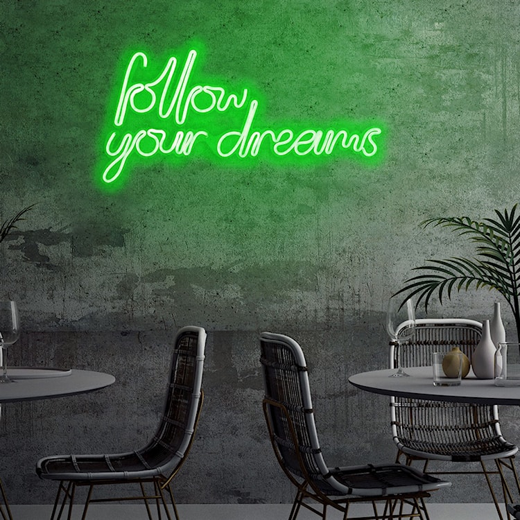 Neon na ścianę Letely z napisem Follow Your Dreams zielony  - zdjęcie 5