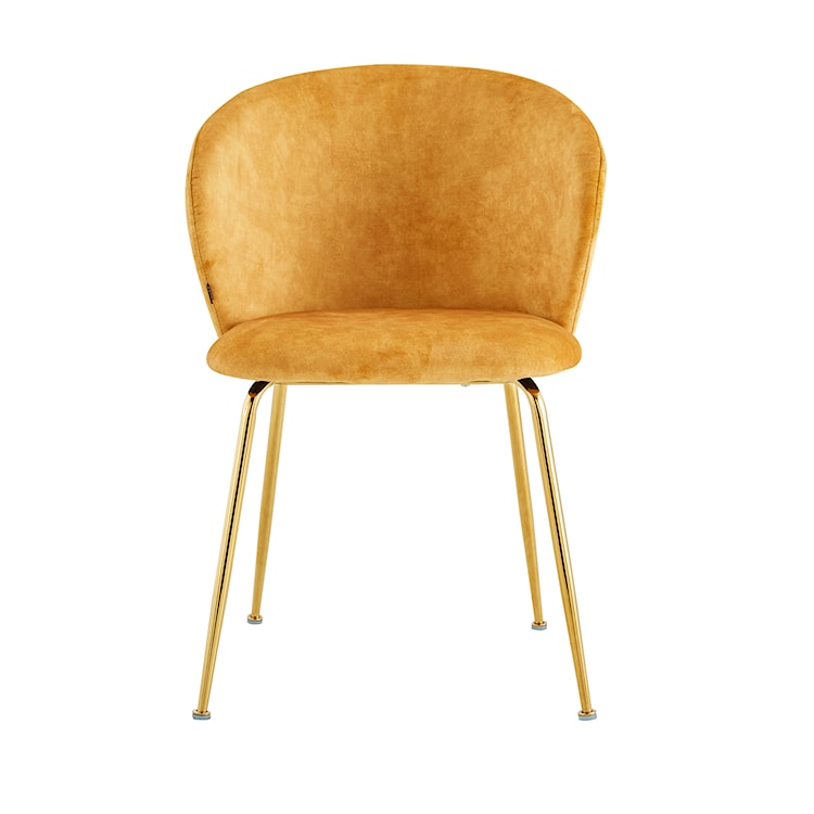 Krzesło tapicerowane Mealize w tkaninie hydrofobowej żółty velvet na złotych nogach  - zdjęcie 5