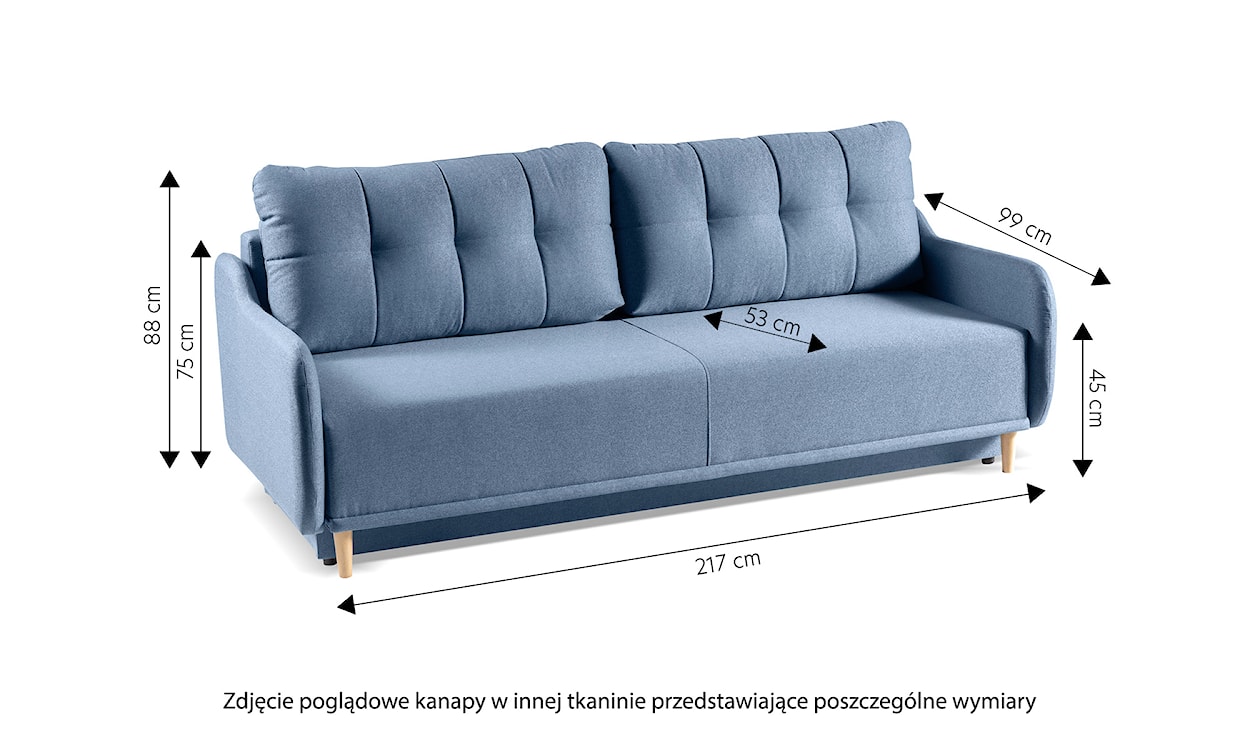 Kanapa rozkładana trzyosobowa Grasvegen z pojemnikiem granatowa plecionka  - zdjęcie 8