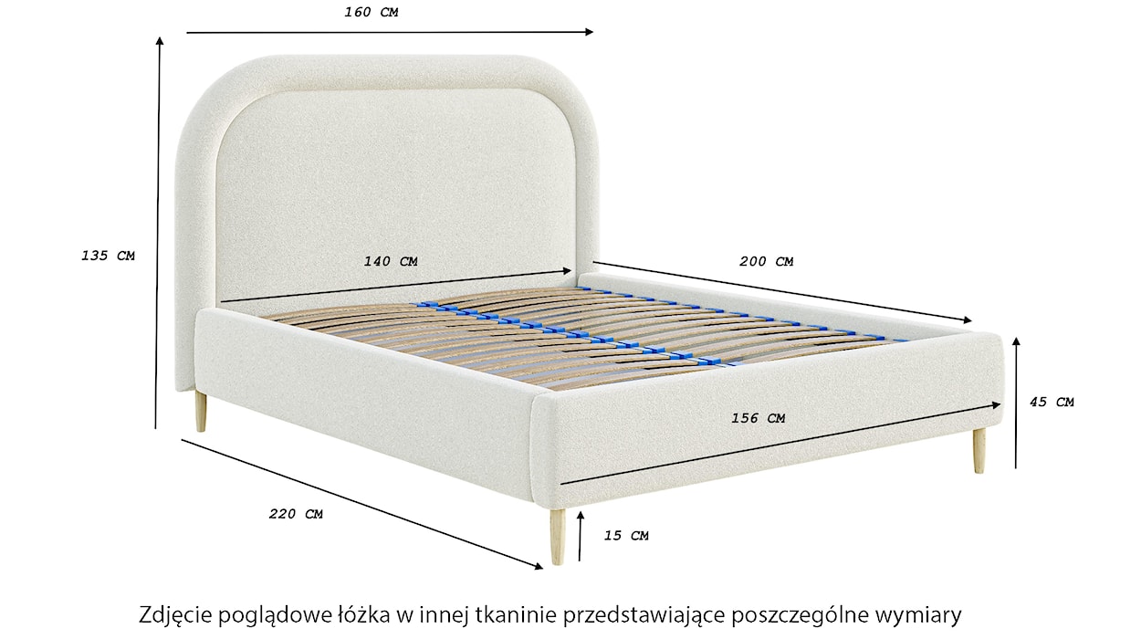 Łóżko tapicerowane 140x200 cm Loreo z pojemnikiem różowe boucle  - zdjęcie 7