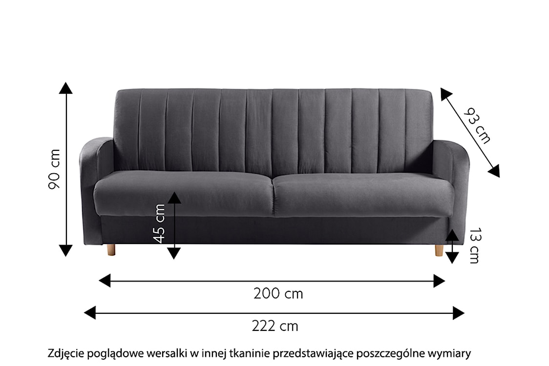 Wersalka rozkładana Auditore 222 cm z pojemnikiem granatowy welur  - zdjęcie 5