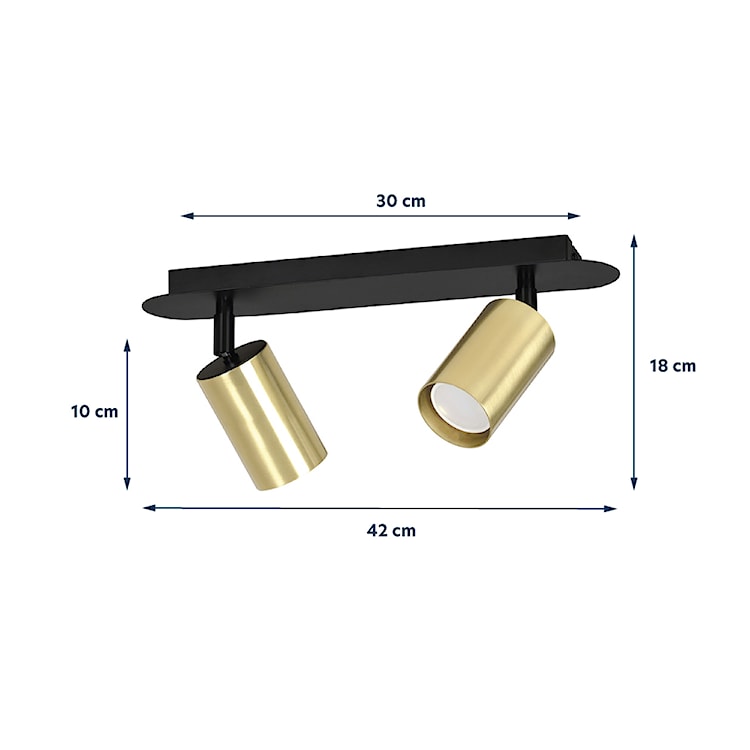 Spot sufitowy Fossano czarny ze złotym kloszem x2  - zdjęcie 3
