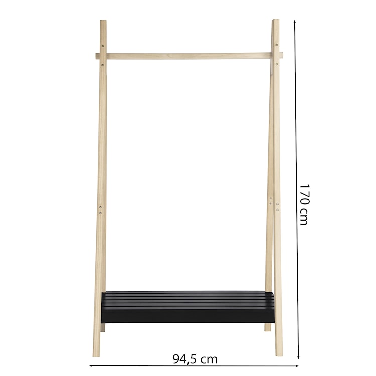 Wieszak stojący Liccort czarny/naturalny  - zdjęcie 2