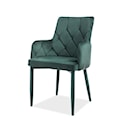 Krzesło tapicerowane Dana zielone aksamitne