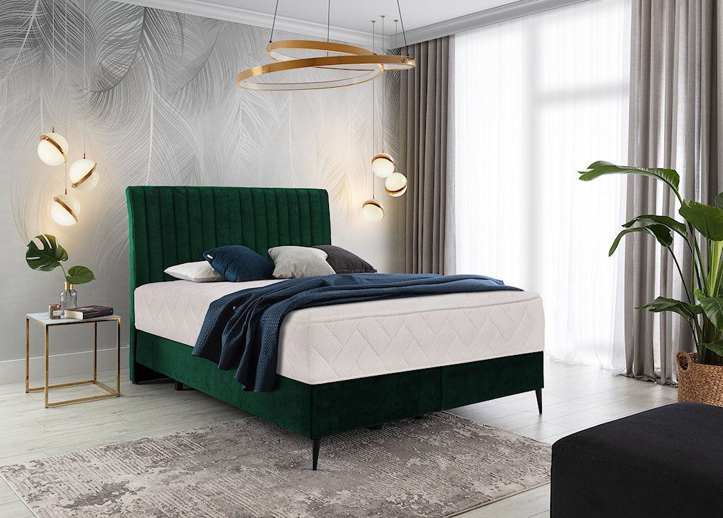 Łóżko kontynentalne 160x200 cm Cartelle zielone  - zdjęcie 2