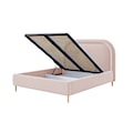 Łóżko tapicerowane 180x200 cm Loreo z pojemnikiem różowe boucle