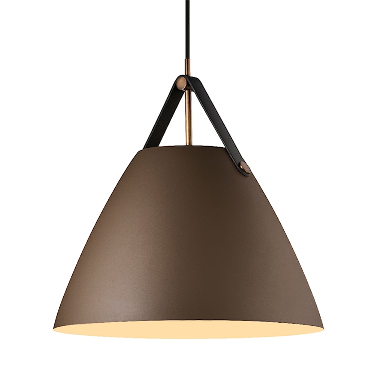 Lampa wisząca Strap średnica 36 cm brązowy metalowy klosz 