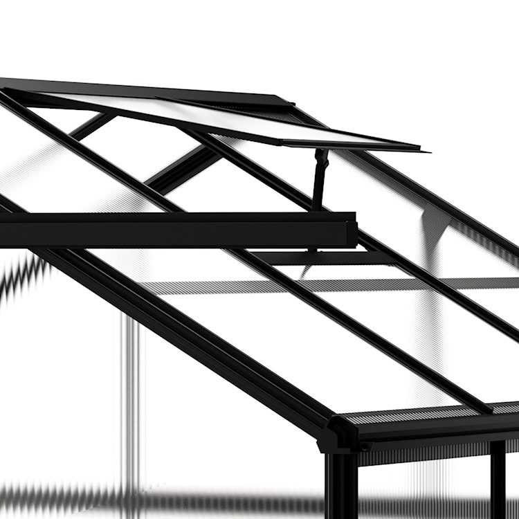 Szklarnia ogrodowa aluminiowa poliwęglanowa 3,4 m2 trzysekcyjna z fundamentem 184x185 cm czarna  - zdjęcie 2