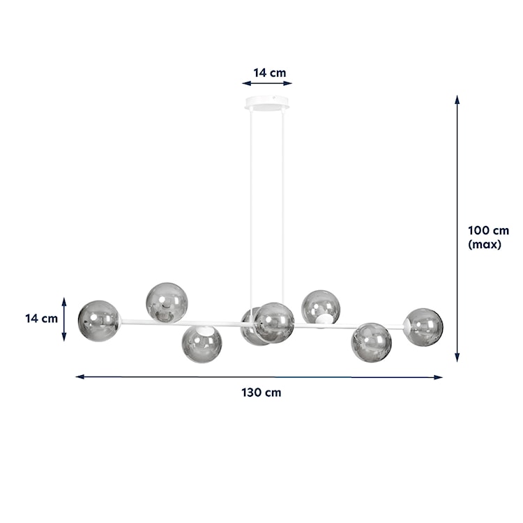 Lampa wisząca Sulmona biała z grafitowymi kloszami x8  - zdjęcie 8