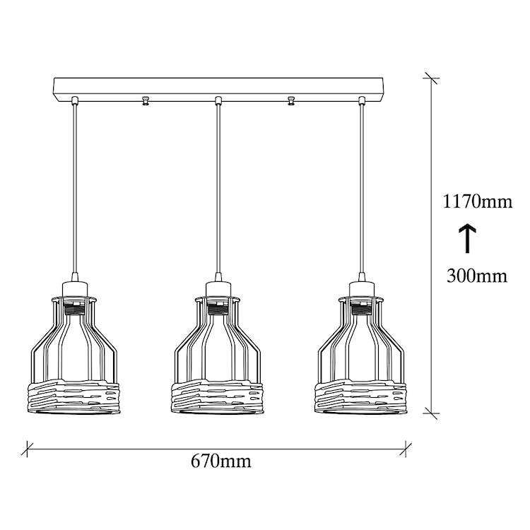 Lampa wisząca Trunica x3 czarna podłóżna  - zdjęcie 5